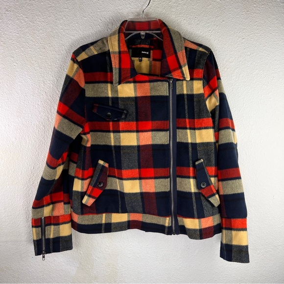 Hurley Jackets & Blazers - HURLEY Plaid Moto style coat w/Front asymmetrical zipper and zipper cuffs. XL